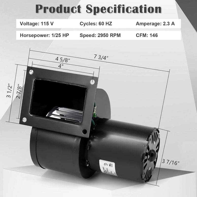 Aibabcue Blower Motor Replace 1TDP7 for Dayton 6FHX8, 4C446, 1TDP7A, 4C005, Fasco A166, 7021-3469, 7021-7788 Outdoor Wood Furnace Boiler Blower Fan - Image 2